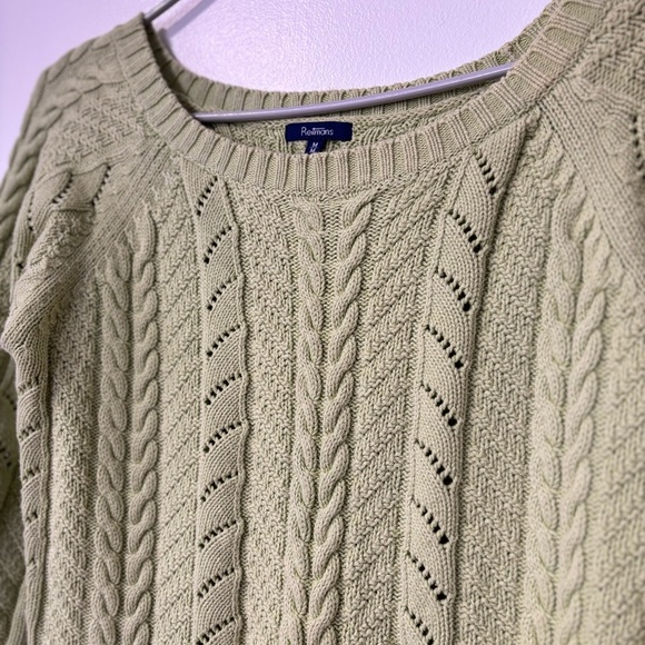 🎉4/30$🎉 Reitmans Green Cable Knit Scoop Neck Sweater – Women’s M - Picture 2 of 4